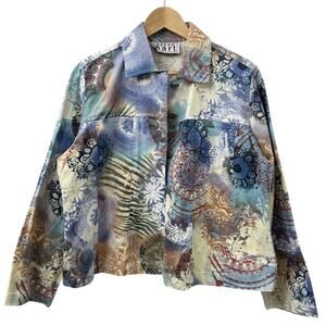 Y2K Keren Hart Medium Colorful Abstract Print Blazer Jacket Wearable Art‎ Funky